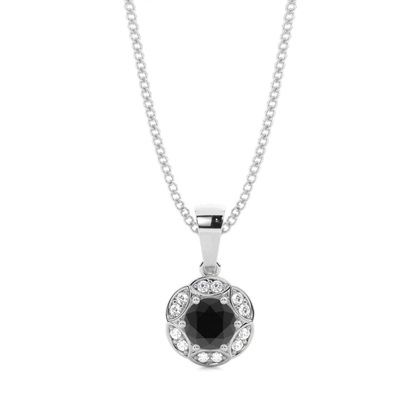 Prong Setting Black Diamond Halo Pendent