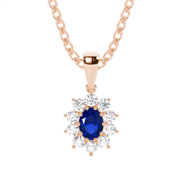 Prong Setting Halo Blue Sapphire Pendant