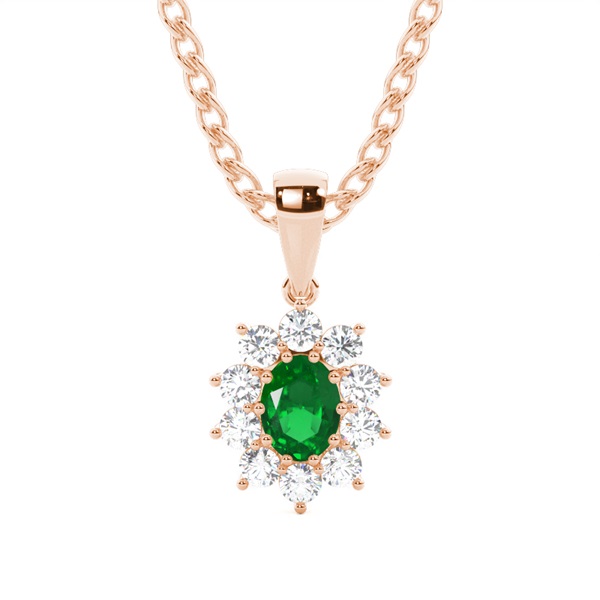 Prong Setting Halo Emerald Pendant