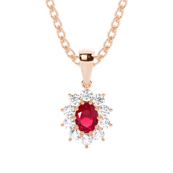 Prong Setting Halo Ruby Pendant