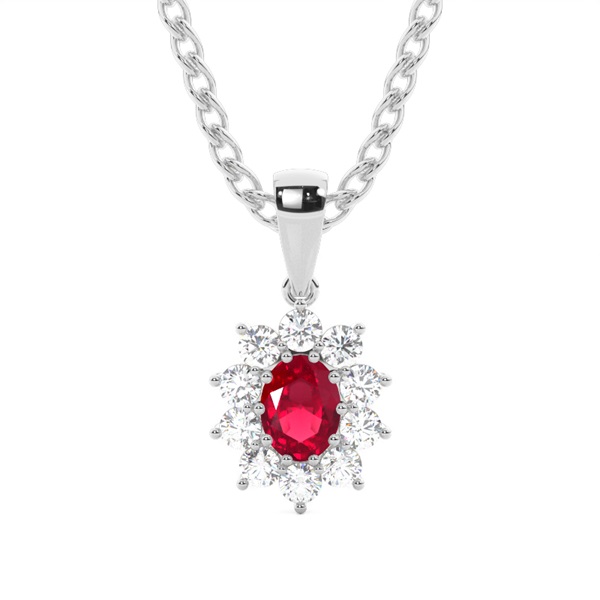 Prong Setting Halo Ruby Pendant