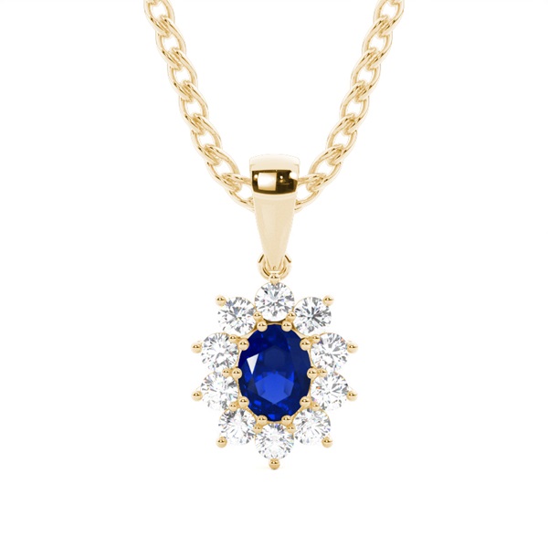 Prong Setting Halo Blue Sapphire Pendant