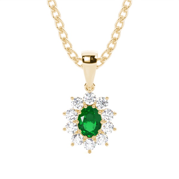 Prong Setting Halo Emerald Pendant
