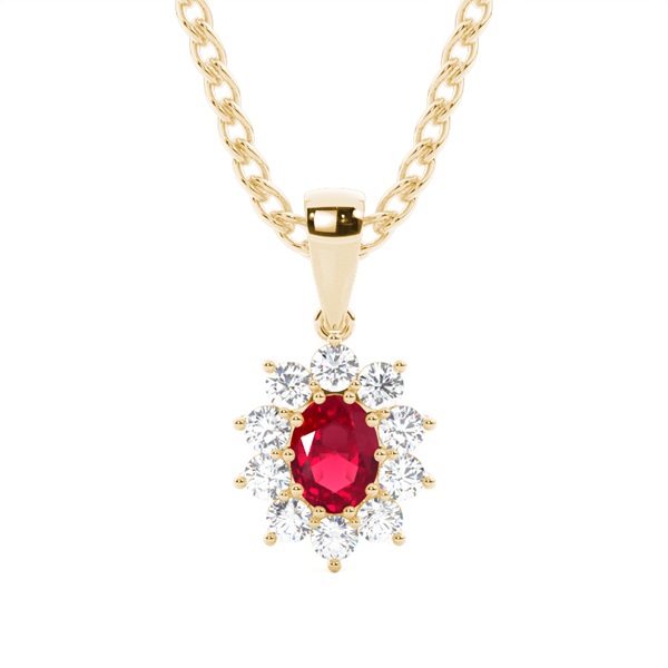 Prong Setting Halo Ruby Pendant
