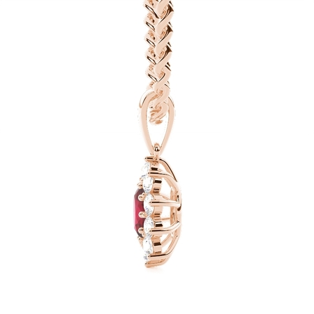 Zinkeneinstellung Halo Ruby Anhänger