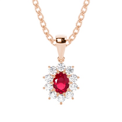 Prong Setting Halo Ruby Pendant