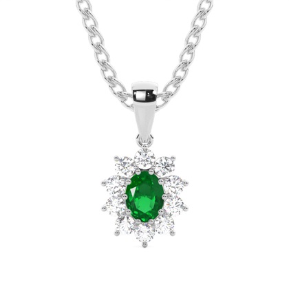 Prong Setting Halo Emerald Pendant