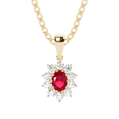 Prong Setting Halo Ruby Pendant