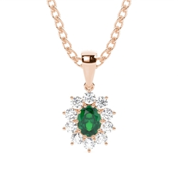 Prong Setting Halo Emerald Pendant