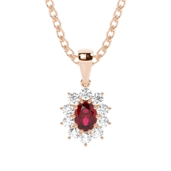 Prong Setting Halo Ruby Pendant