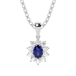 Zinkeneinstellung Halo Blue Sapphire Anhänger