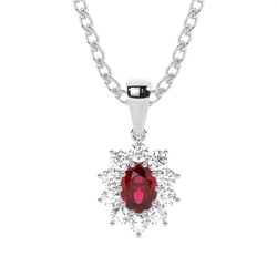 Zinkeneinstellung Halo Ruby Anhänger