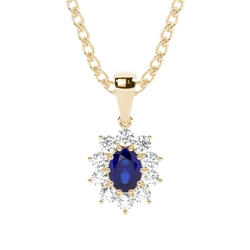 Prong Setting Halo Blue Sapphire Pendant