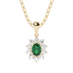 Prong Setting Halo Emerald Pendant
