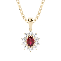 Prong Setting Halo Ruby Pendant