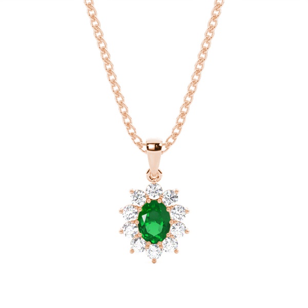 Prong Setting Halo Emerald Pendant