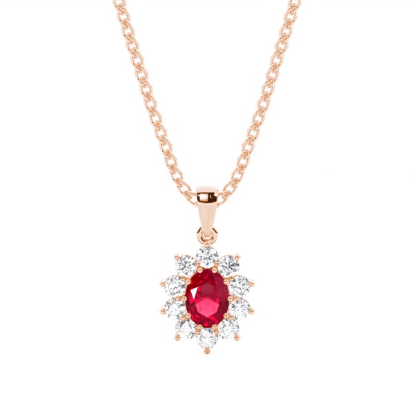 Prong Setting Halo Ruby Pendant
