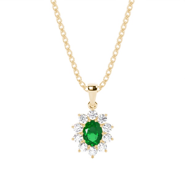 Prong Setting Halo Emerald Pendant