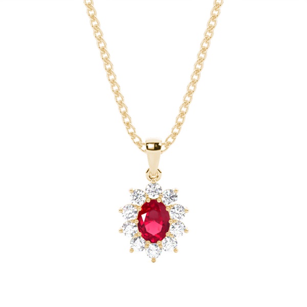 Prong Setting Halo Ruby Pendant