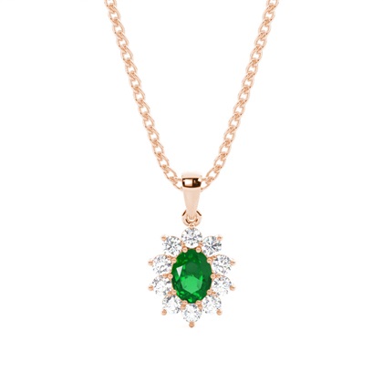 Prong Setting Halo Emerald Pendant