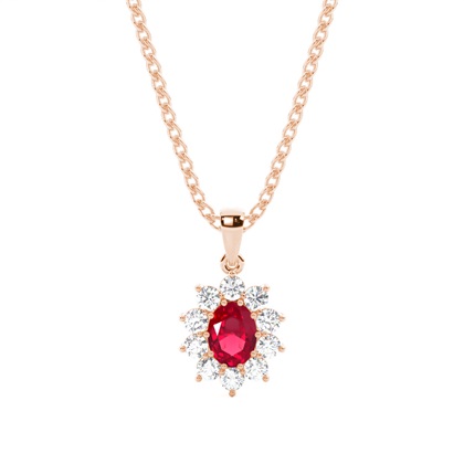 Prong Setting Halo Ruby Pendant