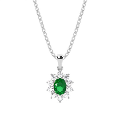 Prong Setting Halo Emerald Pendant