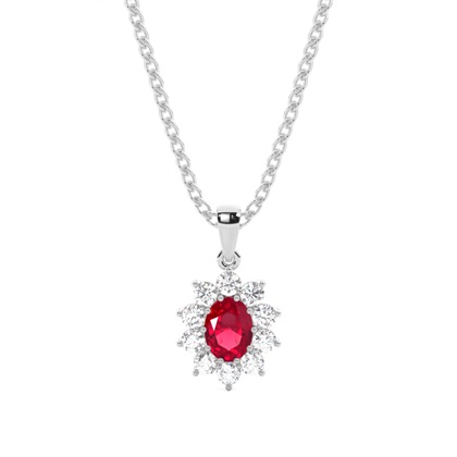 Prong Setting Halo Ruby Pendant