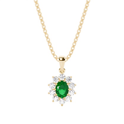 Prong Setting Halo Emerald Pendant