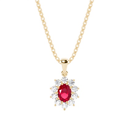 Prong Setting Halo Ruby Pendant