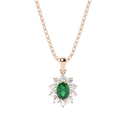 Prong Setting Halo Emerald Pendant