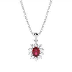 Prong Setting Halo Ruby Pendant