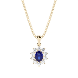 Prong Setting Halo Blue Sapphire Pendant