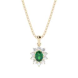 Prong Setting Halo Emerald Pendant