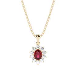 Prong Setting Halo Ruby Pendant