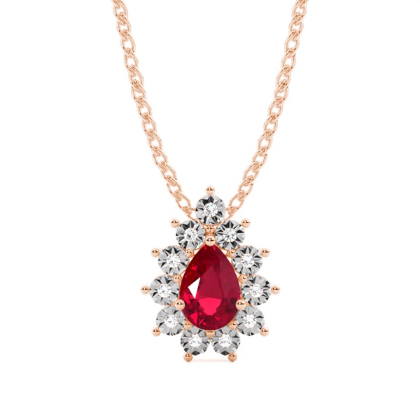 Prong Setting Halo Ruby Pendant
