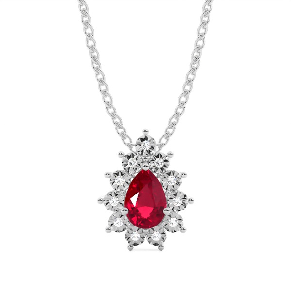 Prong Setting Halo Ruby Pendant