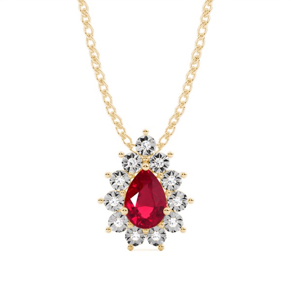 Prong Setting Halo Ruby Pendant