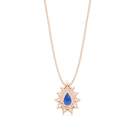 Zinkeneinstellung Halo Blue Sapphire Anhänger