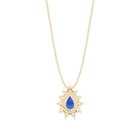 Zinkeneinstellung Halo Blue Sapphire Anhänger