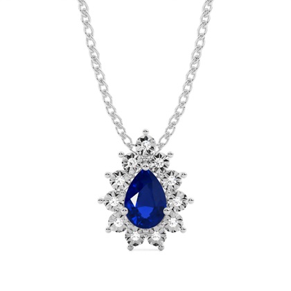 Prong Setting Halo Blue Sapphire Pendant