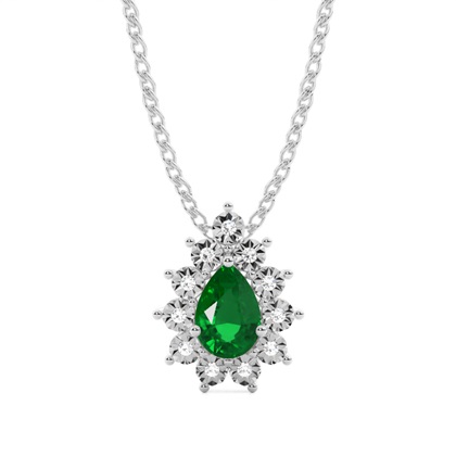 Prong Setting Halo Emerald Pendant