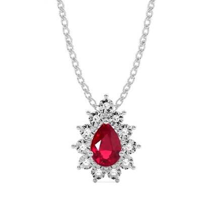 Prong Setting Halo Ruby Pendant