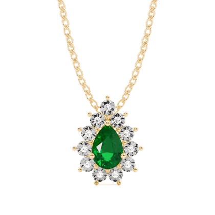 Prong Setting Halo Emerald Pendant