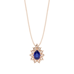 Prong Setting Halo Blue Sapphire Pendant