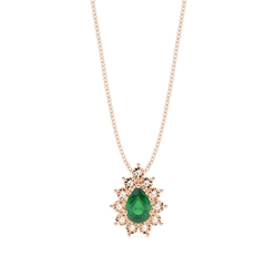 Prong Setting Halo Emerald Pendant