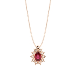 Prong Setting Halo Ruby Pendant