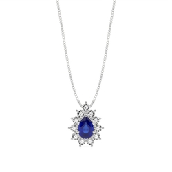 Zinkeneinstellung Halo Blue Sapphire Anhänger