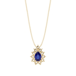 Prong Setting Halo Blue Sapphire Pendant