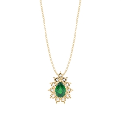 Prong Setting Halo Emerald Pendant