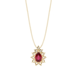 Prong Setting Halo Ruby Pendant